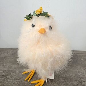 Fluffy Easter chick with a flower wreath on its head Easter decor 2026